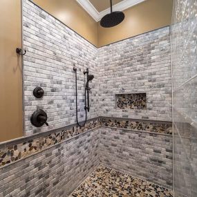Shower Remodel with Riverstone Pebble Tile