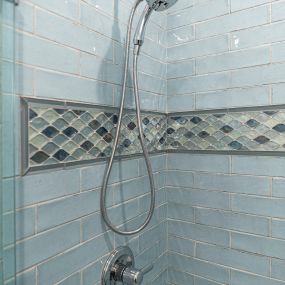 Glass Tile Mosaic Border in Shower