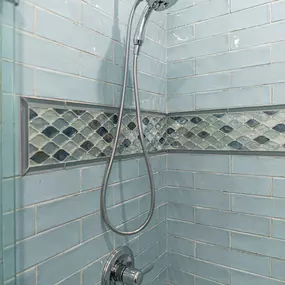Glass Tile Mosaic Border in Shower