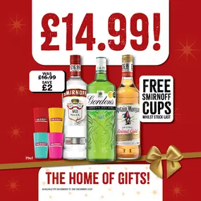 Selected spirts favourites £14.99, bargain booze