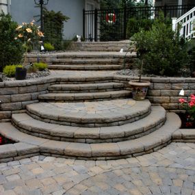 Pavers with circular steps with caps