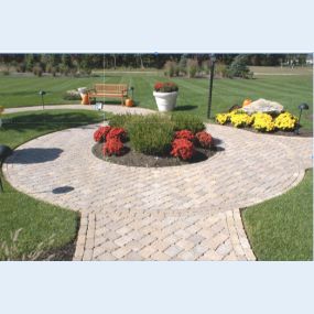 Circular walkway with landscaping