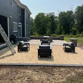 Stone and paver patio under construction