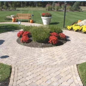 Circular walkway with landscaping