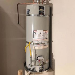 A photo of a water heater installed by Benjamin Franklin Plumbing Tyler.