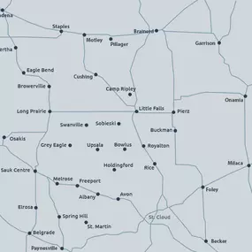 Rahn's Oil & Propane Service Area Map, Central Minnesota