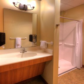 Bathroom facilities and amenities at Saint Therese are accessible and part of an ideal place to call home.