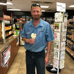 Enjoying ice cream at Bowlus Gas & Grocery