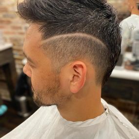 Half Fade Haircut with Design