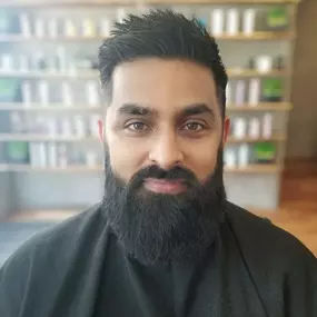 Half fade spiky on top with beard trim