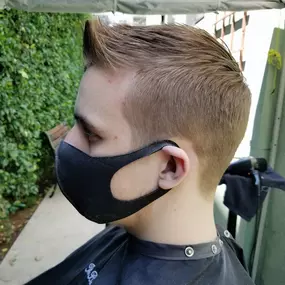 Outdoor haircuts with masks!