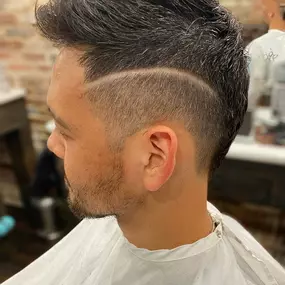 Half Fade Haircut with Design