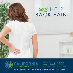 We help back pain. Bakersfield chiropractor, California Chiropractic. Call to schedule: 661-665-1800.