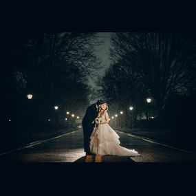 Night Wedding Photo on an empty street