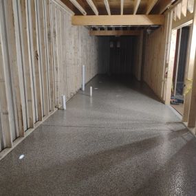 Mechanical room custom epoxy floor in a new construction home.  Basement and garage will be finished after construction is complete in Boalsburg, PA