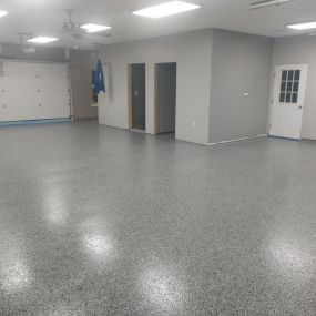 Custom Epoxy garage flake floor finished in Bellefonte, PA