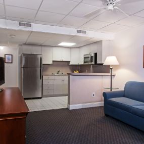 Fully equipped kitchen and living room at the Matador Oceanfront Resort