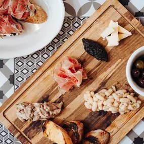 Shared plate of antipasti at Bar 'Cino