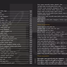 menu de la pizzeria il gusto à bassenge