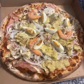 pizza aux scampis de la pizzeria il gusto à bassenge