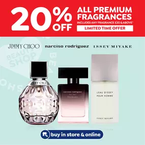 20% Off All Premium Fragrances
Includes any fragrance £20 & above
Limited time offer