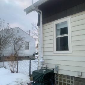 Radon system on a house in the winter