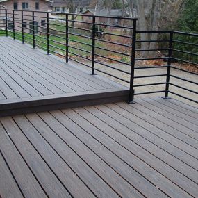 Metal railing along an upscale deck