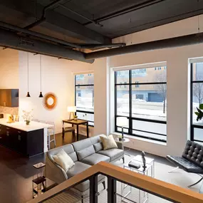 550 Ultra Lofts feature elegant interiors, high ceilings, natural light and city views.