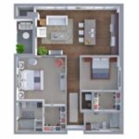 Ovation 309 Floor Plan U, Two Bedroom Two Bath Apartment in Madison Wisconsin