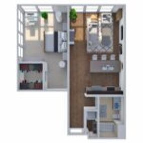 Ovation 309 Floor Plan J1, One Bedroom One Bath Apartment in Madison Wisconsin