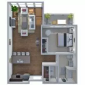 Ovation 309 Floor Plan H, One Bedroom One Bath Apartment in Madison Wisconsin