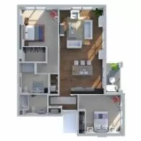 Ovation 309 Floor Plan R, Two Bedroom Two Bath Apartment in Madison Wisconsin