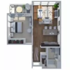 Ovation 309 Floor Plan J, One Bedroom One Bath Apartment in Madison Wisconsin