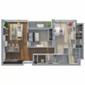 Ovation 309 Floor Plan T, Two Bedroom Two Bath Apartment in Madison Wisconsin