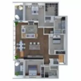 Ovation 309 Floor Plan DD, Three Bedroom Two Bath Apartment in Madison Wisconsin