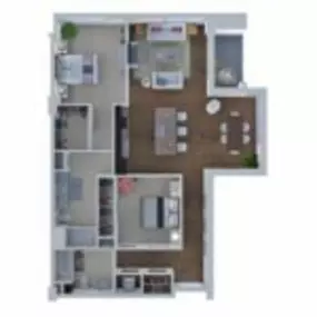 Ovation 309 Floor Plan AA, Two Bedroom Plus Den Two Bath Apartment in Madison Wisconsin