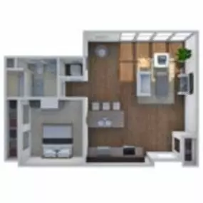 Ovation 309 Floor Plan G1, One Bedroom One Bath Apartment in Madison Wisconsin