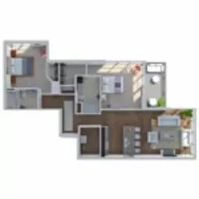 Ovation 309 Floor Plan P, Two Bedroom Two Bath Apartment in Madison Wisconsin