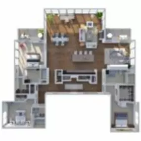 Ovation 309 Floor Plan PP, Three Bedroom Three Bath Apartment in Madison Wisconsin