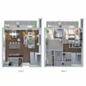 Ovation 309 Floor Plan AC, Two Bedroom Three Bath Apartment in Madison Wisconsin