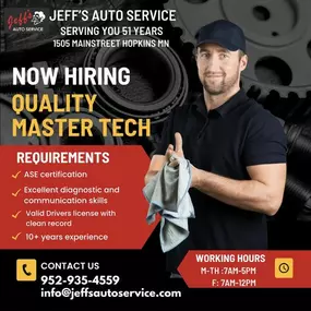 Start your career at Jeff's Auto!