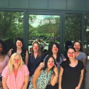 Concierge Home Care team coming together to help spread awareness for Red Nose Day