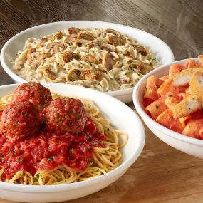 Create Your Own Pasta: Create a new Italian classic with pasta your way, handcrafted from our kitchen! Choose a pasta, homemade sauce and optional topping of your choice.