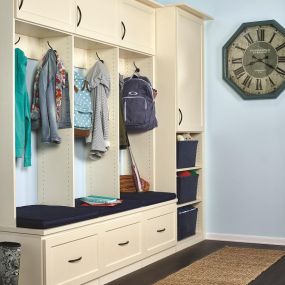 Keep your small Mudroom or Entryway organized and uncluttered with this classic, stylish storage solution. Everything you need for going outdoors is neatly stored and ready to go at a moment’s notice.