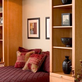 A beautiful murphy bed that you can be proud to have guests sleep on.