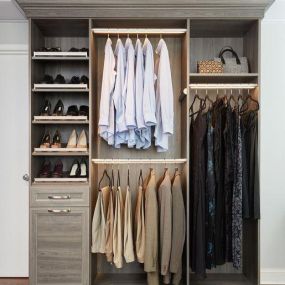 As one of the top custom closet design companies, your Tailored Living designer can help you create the perfect organized closet system for a child, teen—or anyone—with special touches to personalize the space and capture those awkward corners as valuable storage.  With a variety of finishes, colors