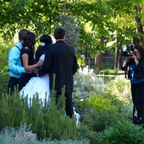 Photo time with your photographer in the Ivy House garden.