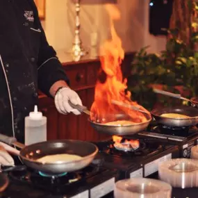 Flaming crepes are one of our bride's favorites!  Our in-house caterer Utah Catering and Cakes can do them or bring your own caterer. See venue for pricing