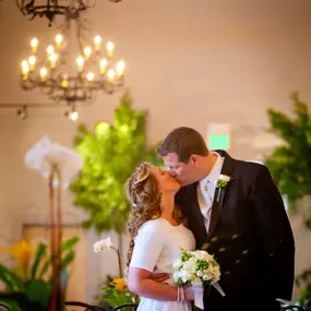 Romantic wedding chandeliers for added effect of a romantic couple.