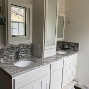 Master Bath Vanity with Counter Top Linen Cabinet